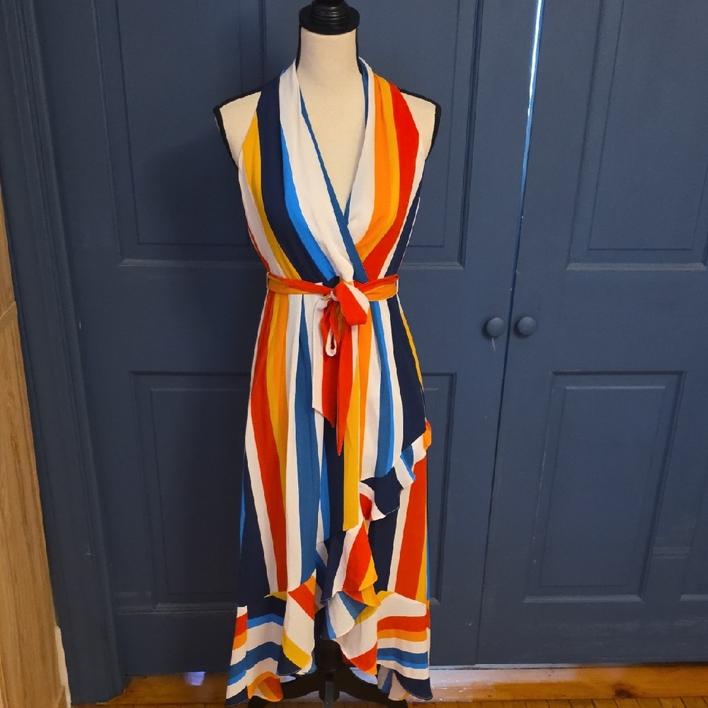 NWOT julia jordan Multicolor Striped Halter High-Low Dress Sz 4